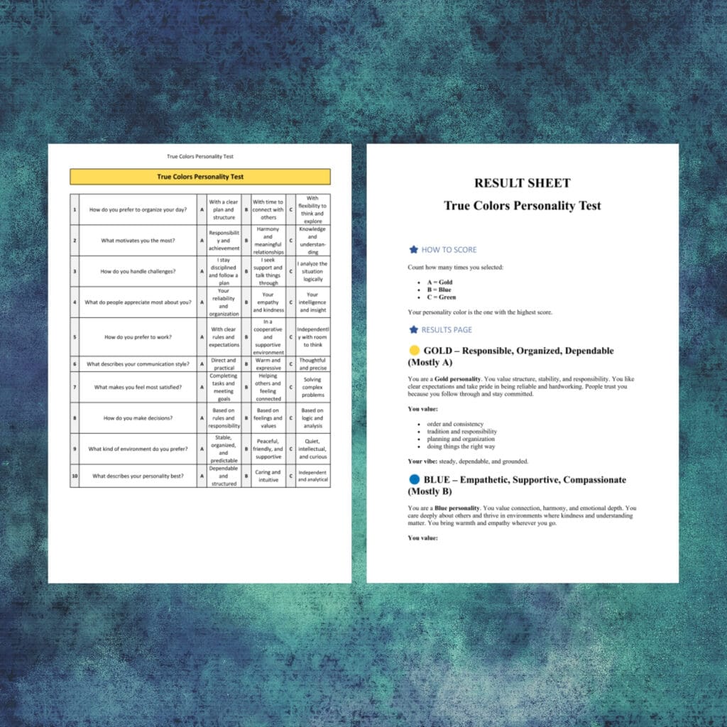 True Coler Test True Colors Personality Test - Virtualtest